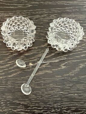 Set of 2 Lead Crystal Salt Cellars with Spoon